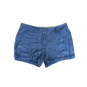 Ann Taylor LOFT Chambray Linen Shorts Women's 6 Blue Mid Rise